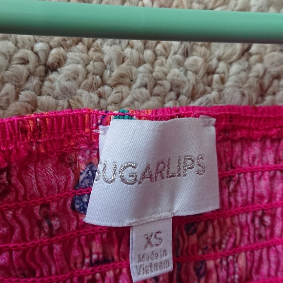 Sugarlips Pink Smocked Flutter Sleeve Sundress size XS - Picture 13 of 15